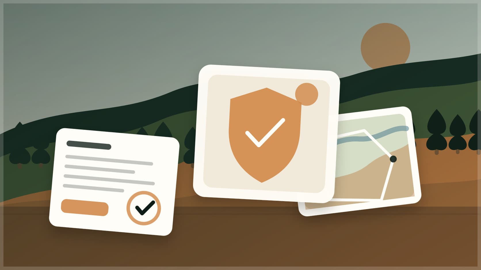 Insurance certificate, shield icon, and signed hunting lease protection documents