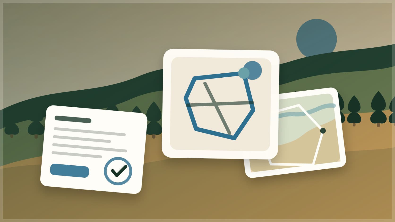 Small parcel map with safety buffers, stand zones, and owner access notes